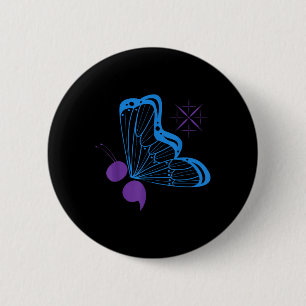 Semicolon 988 Butterfly Suicide Prevention Awarene Ronde Button 5,7 Cm