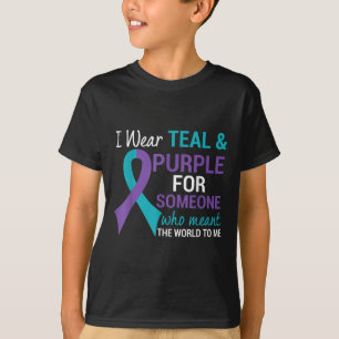 Semicolon Blauwgroen en Paarse lint zelfmoordbewus T-shirt