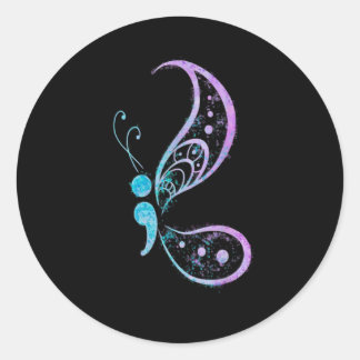  Semicolon Butterfly Semi Colon Ronde Sticker