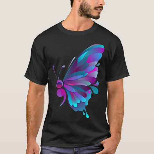 Semicolon Butterfly Semi-colon Tattoo Mental Healt T-shirt (Voorkant)