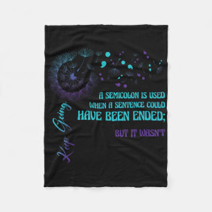 Semicolon Definition Dandelion Suicide Prevention Fleece Deken