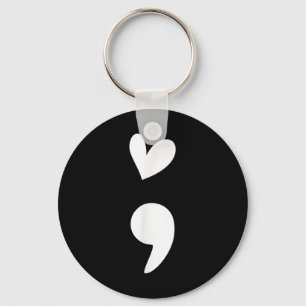 Semicolon Hart Angst Geestelijke Gezondheid Bewust Sleutelhanger