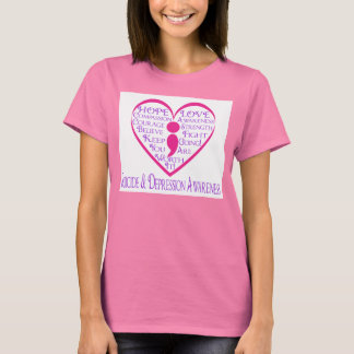 SemiColon Heart voor Zelfmoord en Depressiebewustz T-shirt