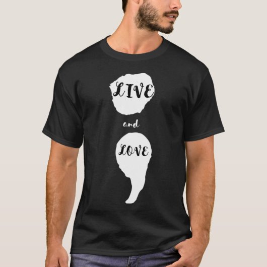 Semicolon Live en Love Suicide Awareness voor Ment T-shirt (Voorkant)