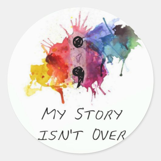 Semicolon - Mijn verhaal gaat niet over Ronde Sticker (Voorkant)
