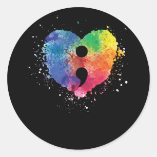 Semicolon Project Mental Health Awareness Ronde Sticker