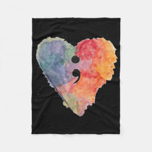 Semicolon Project Mentale Gezondheid T Shirt  Fleece Deken