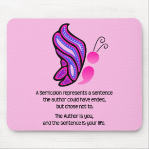 Semicolon Suicide/Depression Awareness Butterfly Muismat
