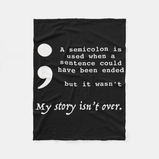 Semicolon Suicide Prevention Awareness Fleece Deken (Voorkant)