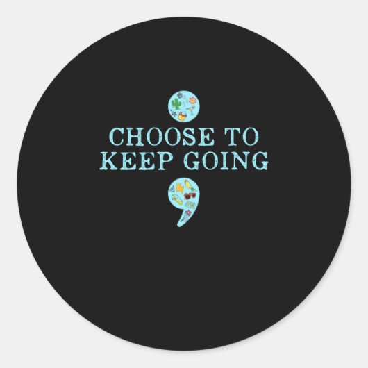 Semicolon Suicide Prevention Awareness Ronde Sticker (Voorkant)