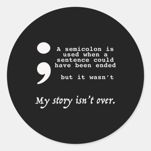 Semicolon Suicide Prevention Awareness Ronde Sticker (Voorkant)