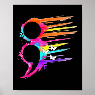 Semicolon Symbool Geestelijke Gezondheid Zelfmoord Poster