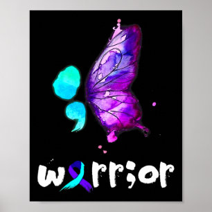 Semicolon Vlinder Waterverf Zelfmoordpreventie Poster