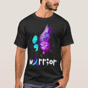 Semicolon Vlinder Waterverf Zelfmoordpreventie T-shirt