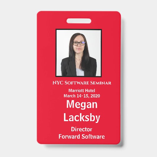 Seminardeelnemer Rood en Wit Verticaal Badge (Voorzijde)