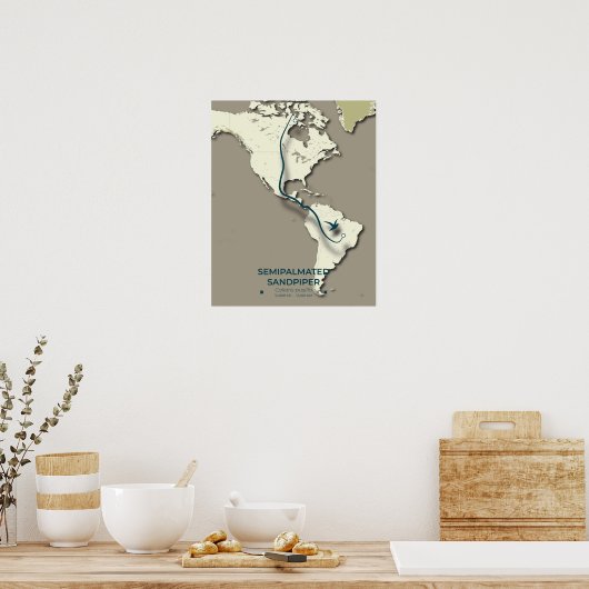 Semipalmated Sandpiper Migration Map – Minimalisti Poster (Keuken)