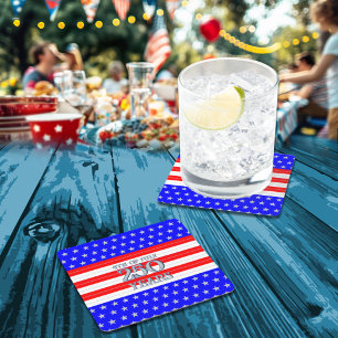 Semiquincentennial Stars & Stripes 250 Jaar Vierkante Kartonnen Onderzetter