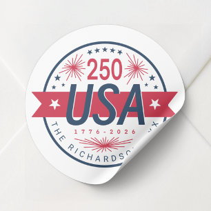 Semiquincentennial van de Verenigde Staten 250ste Ronde Sticker