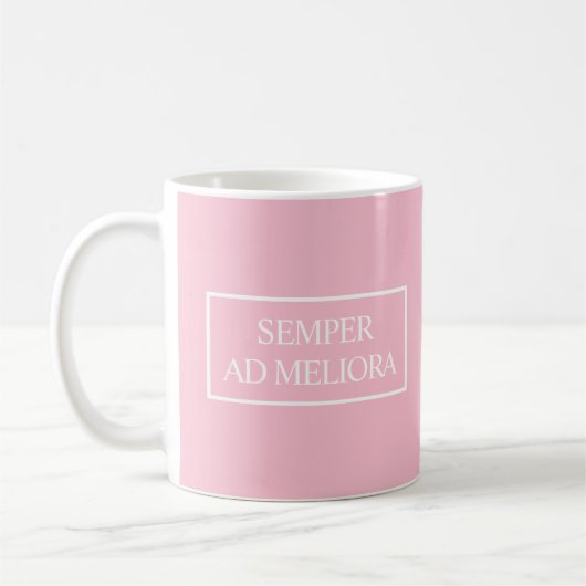 Semper ad Meliora, Latijnse citaat Roze Koffiemok (Links)