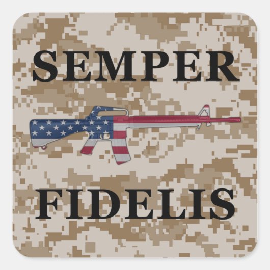Semper Fidelis M16 Sticker Tan (Voorkant)