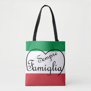 Sempre Famiglia en tas onder Italiaanse vlag