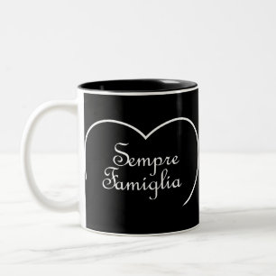 Sempre Famiglia Italy "Always Family" Heart Tweekleurige Koffiemok