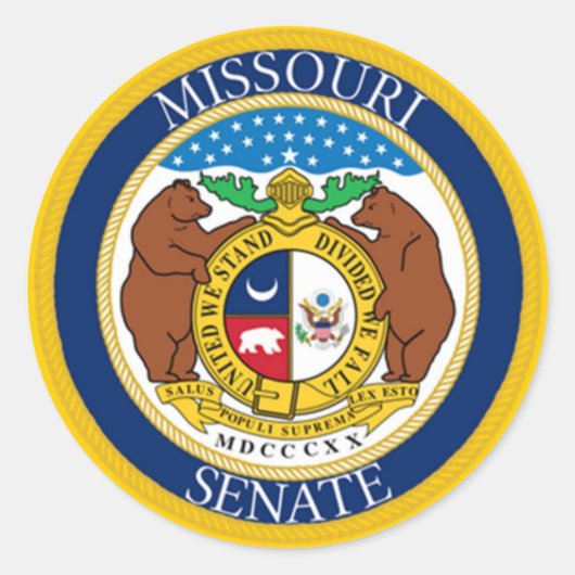 SENAAT VAN MISSOURI RONDE STICKER (Voorkant)