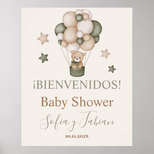 Señal de bienvenida de Teddy Bear Baby shower Boy Poster (Voorkant)