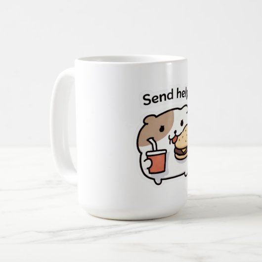 Send Help Funny Coffee Mug – Relatable Stress Meme (Devant gauche)
