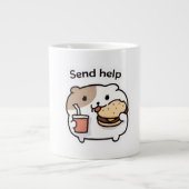 Send Help Funny Coffee Mug – Relatable Stress Meme Extra Grote Beker (Voorkant)