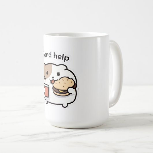 Send Help Funny Coffee Mug – Relatable Stress Meme Koffiemok (Voorkant rechts)