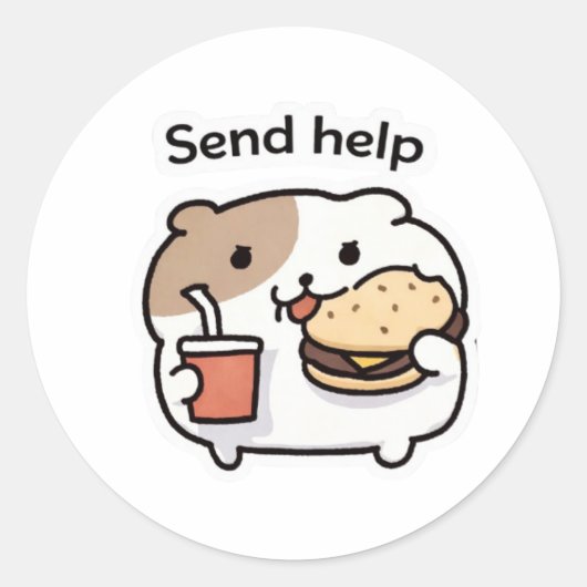 Send Help Meme Sticker – Funny cute animal (Voorkant)