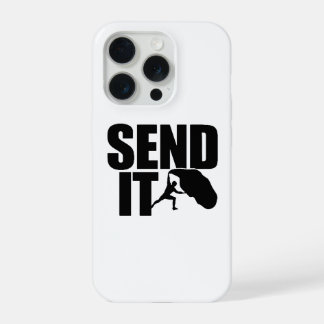 Send It Climbing Logo – Laat het avontuur los! iPhone 15 Pro Hoesje