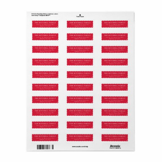 SENDER moderne minimale scallop banner rood Etiket (Full Sheet)