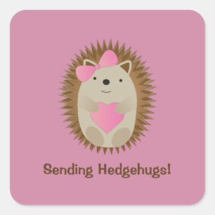 Sending Hedgehugs Cute Cartoon Girl Hedegel Vierkante Sticker