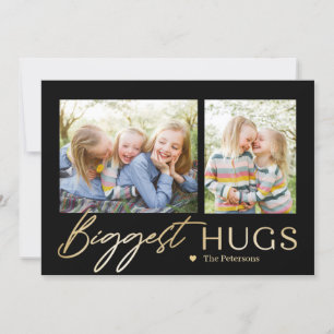 Sending Hugs 2-Photos Holiday Card Feestdagenkaart