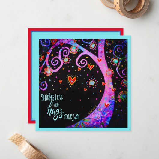 'Sending Love and Hugs' Inspiron Notitiekaartje (Voorkant / Achterkant in situ)