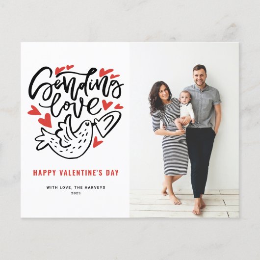 Sending Love Calligraphy Dove Valentijnsdag Card (Voorkant)