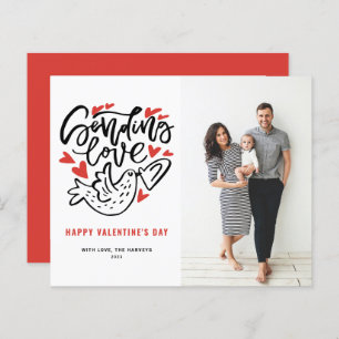 Sending Love Calligraphy Dove Valentijnsdag Card