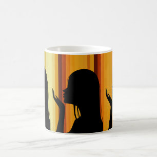 Sending Love: Girl Blowing Kiss Silhouette Magische Mok