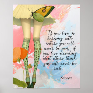 Seneca citeert grillige moderne collage poster
