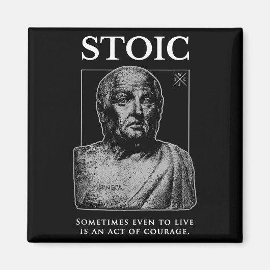Seneca "daad van moed" stoïcisme citaat magneet (Voorkant)