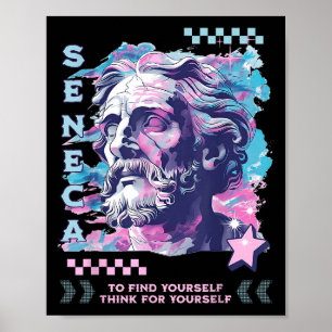 Seneca Stoïcijnse filosofie Retro 2000s Pastel Vap Poster