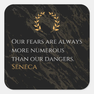 Seneca's Insight: Angsten in vergelijking met echt Vierkante Sticker