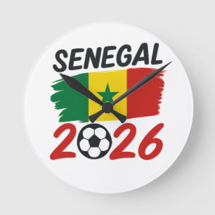 Senegal 2026 Voetbalfan Design met Ster Voetbal Ronde Klok