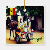 SENEGAL, Buggy Taxi, Afrika Keramisch Ornament (Achterkant)