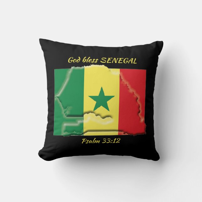 SENEGAL FLAG MAP Patriottische scripts Aangepaste  Kussen (Voorkant)