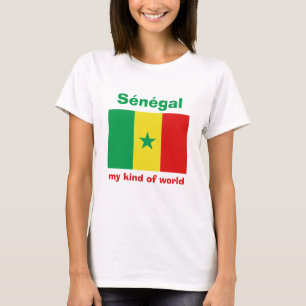 Senegal Vlag + Kaart + Tekst T-shirt