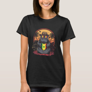 Senegal Vlag Nijlpaard Neushoorn Zonsondergang Har T-shirt