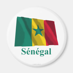 Senegal Waving Flag met naam in het Frans Magneet